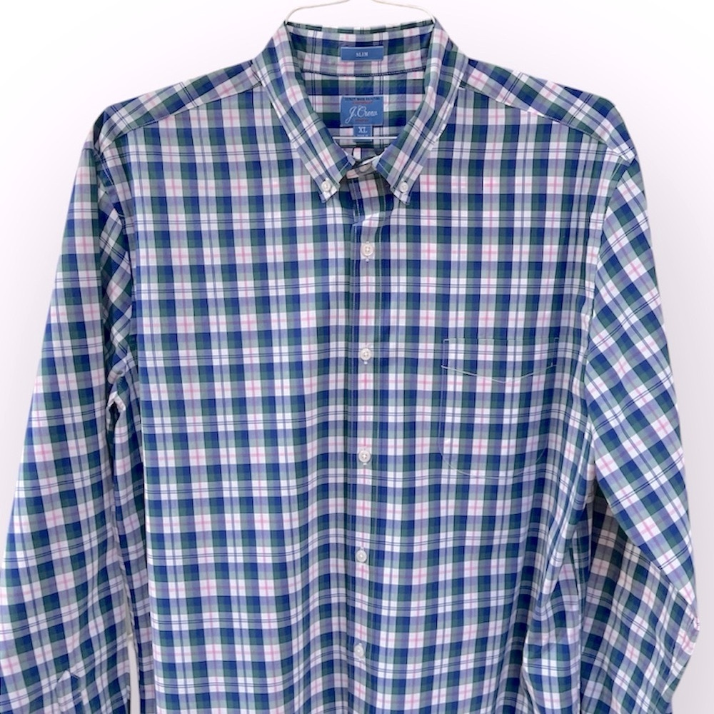 J. Crew Men's Secret Wash Blue Plaid Shirt XL - Picture 2 of 5